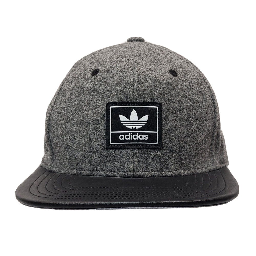 Adidas Trefoil Snapback Hat Cap Grey/Black Wool Blend One Size Fits Most OSFM